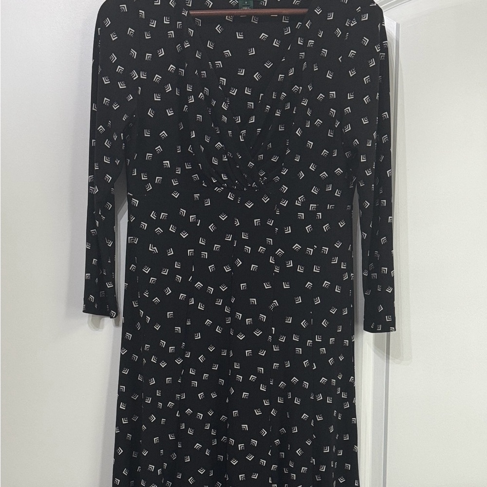 Lauren Ralph Lauren Black and White Geometric Dress. Size 8